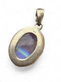 Carved Rainbow Moonstone Solid 925 Sterling Silver Pendant