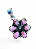 Kingman Red Rose Dahlia flower Solid 925 Sterling Silver Pendant
