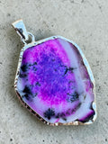 Pink Purple Dendritic Opal Solid 925 Sterling Silver Pendant