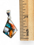 Kingman Turquoise & Spiny Oyster Solid 925 Sterling Silver Pendant