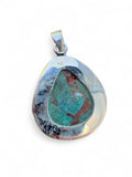 Rough Chrysocolla Solid 925 Sterling Silver Pendant