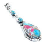 Kingman Cotton Candy Turquoise Solid 925 Sterling Silver Pendant