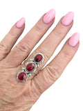 Kingman Red Rose Dahlia Solid 925 Sterling Silver Ring 9
