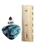 Abalone & Garnet Solid 925 Sterling Silver Pendant