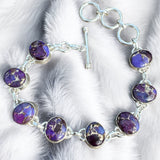 Purple Mojave Turquoise Solid 925 Sterling Silver Bracelet