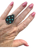 Kingman Turquoise Solid 925 Sterling Silver Ring ADJ