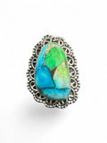Kingman Peacock Dahlia Solid 925 Sterling Silver Ring 7.5