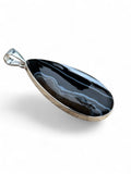 Black Botswana Agate Solid 925 Sterling Silver Pendant