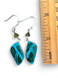 Chrysocolla Malachite & Peridot Solid 925 Sterling Silver Earrings