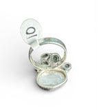 Baroque Pearl, Rough Aquamarine & Blue Topaz Solid 925 Sterling Silver Ring 10