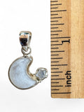 Rainbow Moonstone Moon & Star Solid 925 Sterling Silver Pendant