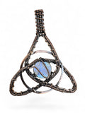 Rainbow Moonstone Copper Wrapped Pendant
