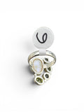 Pearl, Blue Topaz & Peridot Solid 925 Sterling Silver Ring 6