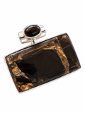 Black Composite Turquoise & Onyx Solid 925 Sterling Silver Pendant