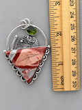 Red Rainbow Jasper Silver Overlay Pendant