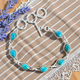 Chrysocolla Solid 925 Sterling Silver Bracelet