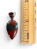 Bloodstone & Garnet Solid 925 Sterling Silver Pendant