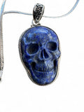 Skull Blue Lapis Solid 925 Sterling Silver Pendant with chain