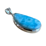 Caribbean Larimar Solid 925 Sterling Silver Pendant