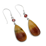 Mookaite Jasper & Garnet Solid 925 Sterling Silver Earrings