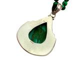 Malachite Solid 925 Sterling Silver Pendant Beaded Necklace