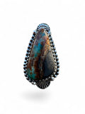 Black Jack Turquoise Solid 925 Sterling Silver Ring 9