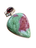Ruby in Zoisite & Garnet Solid 925 Sterling Silver Pendant