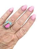 Kingman Cotton Candy Turquoise Solid 925 Sterling Silver Ring 7