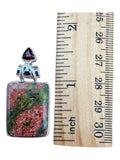 Unakite & Garnet Solid 925 Sterling Silver Pendant