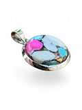 Kingman Cotton Candy Turquoise Solid 925 Sterling Silver Pendant