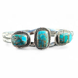 Kingman Blue Copper Turquoise Solid 925 Sterling Silver Cuff Bracelet
