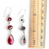Kingman Red Rose Dahlia Solid 925 Sterling Silver Earrings