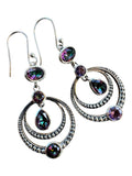 Rainbow Fire Topaz & Amethyst Solid 925 Sterling Silver Earrings