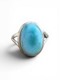 Caribbean Larimar Solid 925 Sterling Silver Ring 8
