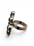 Flower Black Onyx Solid 925 Sterling Silver Ring ADJ