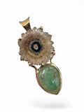 Quartz Stalactite & Amazonite Solid 925 Sterling Silver Pendant