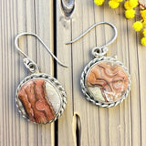 Crazy Lace Agate round Solid 925 Sterling Silver Earrings