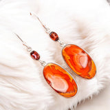 Noreena Jasper & Garnet Solid 925 Sterling Silver Earrings