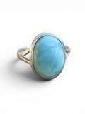 Caribbean Larimar Solid 925 Sterling Silver Ring 9.5