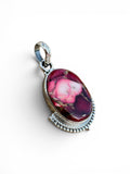 Kingman Red Rose Dahlia Solid 925 Sterling Silver Pendant