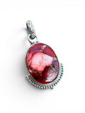 Kingman Red Rose Dahlia Solid 925 Sterling Silver Pendant