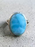 Caribbean Larimar Solid 925 Sterling Silver Ring 5