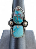 Blue Sea Sediment Jasper Solid 925 Sterling Silver Ring 7.5