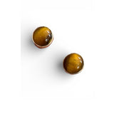 Tiger Eye Solid 925 Sterling Silver Stud Earrings