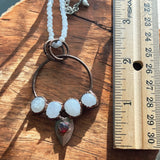 Moonstone & Garnet Copper Electroform Pendant Necklace