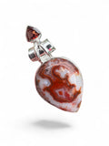 Crazy Lace Agate & Garnet Solid 925 Sterling Silver Pendant