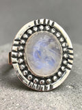 Rainbow Moonstone Solid 925 Sterling Silver Ring 6