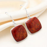 Red Moss Agate Solid 925 Sterling Silver Earrings
