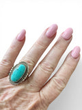 Kingman Turquoise Solid 925 Sterling Silver Ring 7