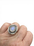 Rainbow Moonstone Solid 925 Sterling Silver Ring 6